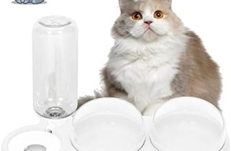 Cuencos para gatos de agua por gravedad y cuencos dobles para alimentos, inclinación de 15° y giratorio de 360°, cuencos dobles para mascotas 3 en 1 con botella de agua automática desmontable, juego