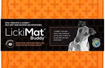 Lickimat Classic Buddy, alimentador lento para perros, tapete para lamer, yogur o mantequilla de maní. Alternativa divertida a un cuenco de alimentación lenta, naranja