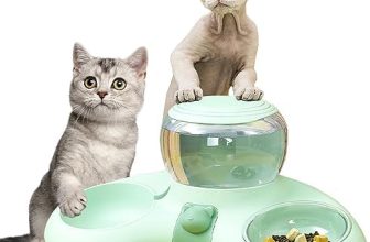 Eolaks Cuencos para Gatos – Cuencos para Perros con dispensador Agua automático – Plato alimentación para Mascotas Antideslizante, sin estrés, Cuencos alimentación Dobles