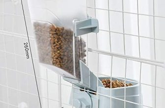 Comedero para mascotas, Cuencos colgantes para mascotas, Alimentación automática, Puede almacenar granos, Cajón para frutas y verduras incorporado, Cubo de PP de grado alimenticio, Diseño de clip,Azul