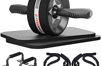 EnterSports Rodillo abdominal 6 en 1 con cinta de fitness, flexiones, esterilla para rodillas, equipo de fitness para entrenar los músculos abdominales, ideal para hombres y mujeres en casa