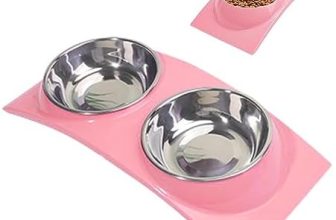 YJYQ Cuencos para Perros de Acero Inoxidable,Cuenco Elevado para Mascotas – Juego de Cuencos Dobles para Perros con Cuenco alimentador para Mascotas, Adecuado para Gatos, Cachorros y Gatitos