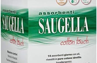Saugella Algodón Touch absorbentes exteriores día de acción antiolor con alas de algodón hipoalergénicas 14 piezas