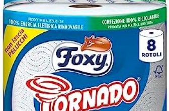 Foxy Tornado | Secador | 8 rollos | 250 tiras por rollo | Rollo 3 capas universal | Papel 100% certificado FSC® | Paquete 100% reciclable